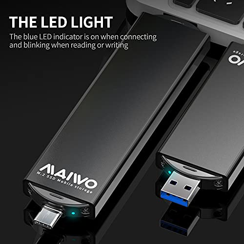 Drspear M.2 SATA SSD Box USB + Type-C 2 em 1 Fácil de transportar Transmissão rápida O shell de liga