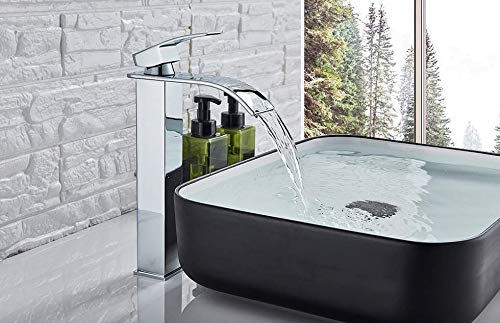 Aquieen Basin Mixer Tap Cascade – Hot & Cold | Luxury Waterfall Faucet Cascade (Chrome, Extended)