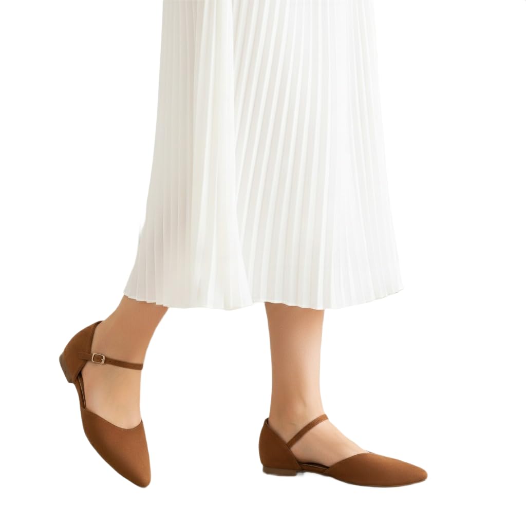Suede Casual Footwear for Womens Stylish Flat Chappl Bellies for Party Formal Wear Casuals Comfortable and Fashionable Flat bellies for Women & Girls Women's Pointed Toe Ankle Strap Flats, D'Orsay Style Pointed Toe Slip-On Shoes with Low Heel, Casual Comfortable Footwear-picture-38