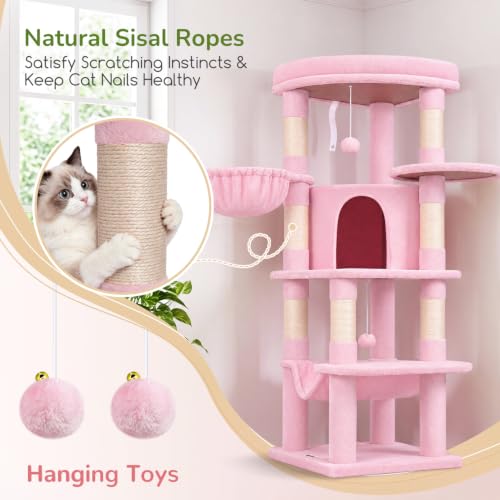 Image of Globlazer Pink Corner Cat Tree Tower with Scratching Post, C51, Pink