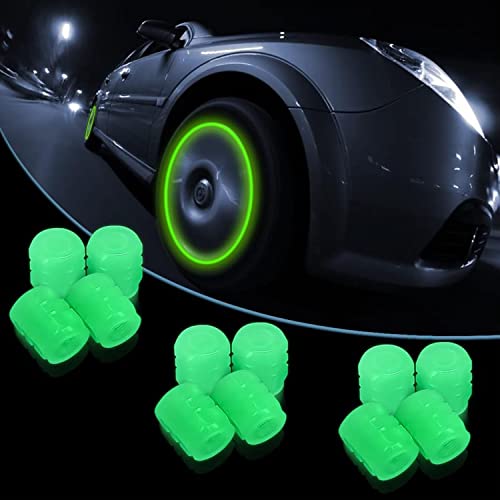 20Pcs Glow in the Dark Tire Valve Caps, Glow in the Dark Valve stem caps, Fluorescent Tire Valve Caps for Cars Bike Motorcycles,Funny Valve Stem Caps(20Pcs Green)