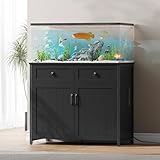 Pipleo 40-50 Gallon Aquarium Stand with Power Outlets, Cabinet for Fish Tank Accessories Storage, Heavy Duty Metal Fish Tank Stand Suitable for Turtle Tank, Reptile Terrarium, 660LBS Capacity, Black