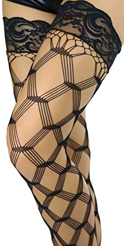 Image of ToBeInStyle Women's Multi-Strand Large Diamond Fence Net Thigh High Stockings