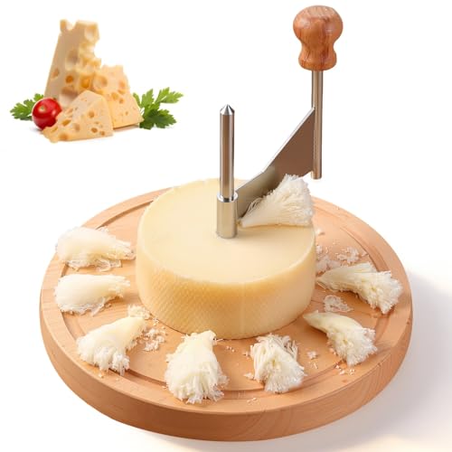 Astrumify Cheese Curler Wheel, Tête de Moine and Chocolate - Professional Stainless Steel Shaver with Wood Base & Sharp Blade, Easily to Make Perfect Rose-Shaped Cheese Curls