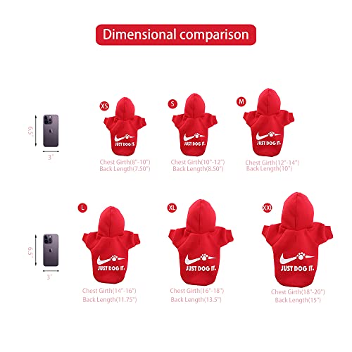 Paiaite Red Chihuahua Dog Hoodie Winter Small Dog Sweatshirt With Leash Hole Warm Pet Clothes For Puppy Dog Sweater Coat Clothing Just Dog It Xs #TOP1