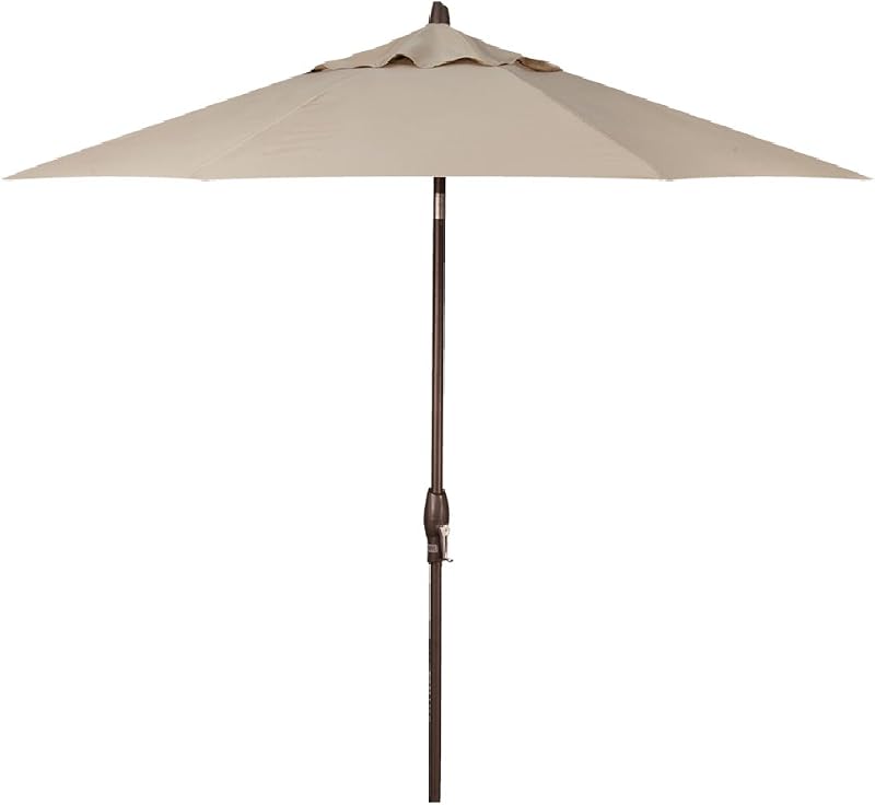 Treasure Garden 9ft Patio Umbrella - Outdoor Furniture Market Umbrella – Deluxe Auto-Tilt – Bronze Aluminum Frame (Sunbrella, Antique Beige)