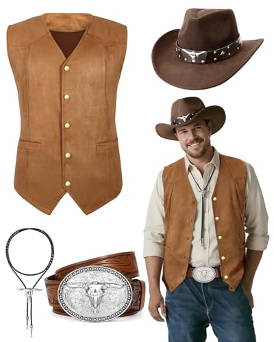 Western Outfits for Men 4Pcs Men's Cowboy Costume Set –