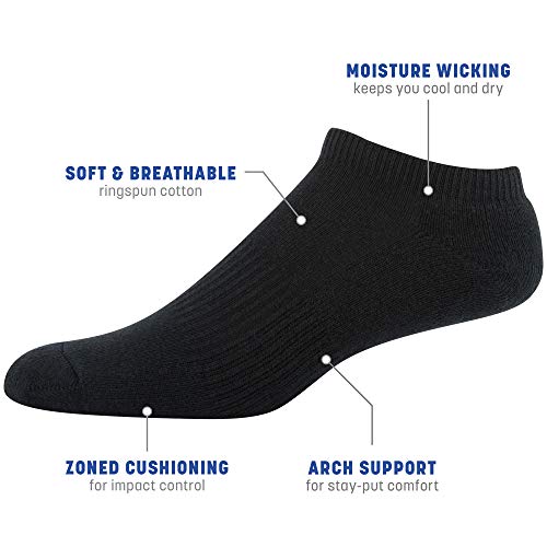 Gildan Men's Active Cotton No Show Socks, 10-Pairs, Black, Shoe Size: 6-12 #TOP1