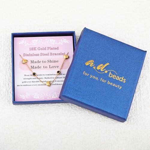Image of 18K Gold Plated Stainless Steel Dainty Charms Colorful Crystal Birthstone Bracelet Minimalist Cute Jewelry for Women