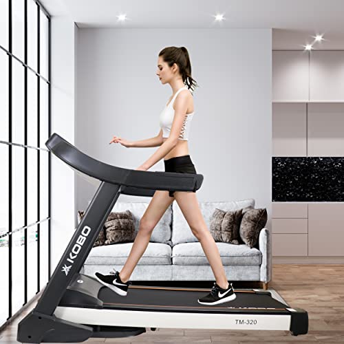 Image of Kobo TM-215 Stainless-Steel 2.5 HP - 5 HP Peak DC Motorised Treadmill for Home Use with Bluetooth Connectivity APP, Free Installation Assistance (Black) (TM-320)