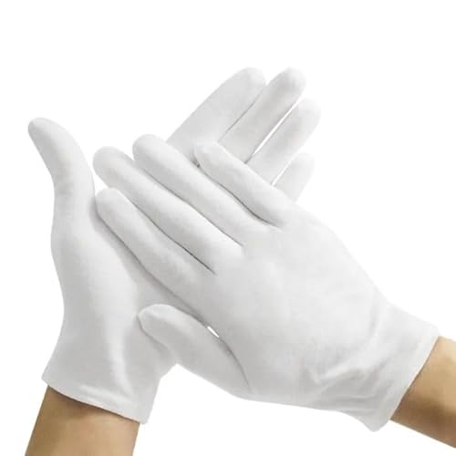 White Gloves, 2 Pairs 100%Cotton Gloves for Eczema, White Cotton Eczema Gloves for Men and Women Dry Hands,