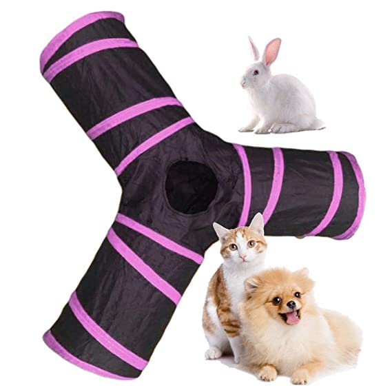 Dog Trust Cat Tunnel Toy 3 Way Collapsible for Indoor & Outdoor Play with Hanging Toy Ball for Cat, Rabbit, Guinea Pig (Pink) (B0BHLXPD4L) Amazon Price History, Amazon Price Tracker