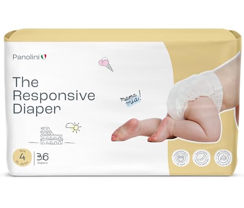 Image of Panolini The Responsive Diaper Size 4 (25-35lbs) Pull-Up Baby Diaper 36ct | No-Tape Diaper, 12-Hr Protection, Hypoallergenic, Unscented, Soft & Breathable Materials, Italian Premium Design & Technology