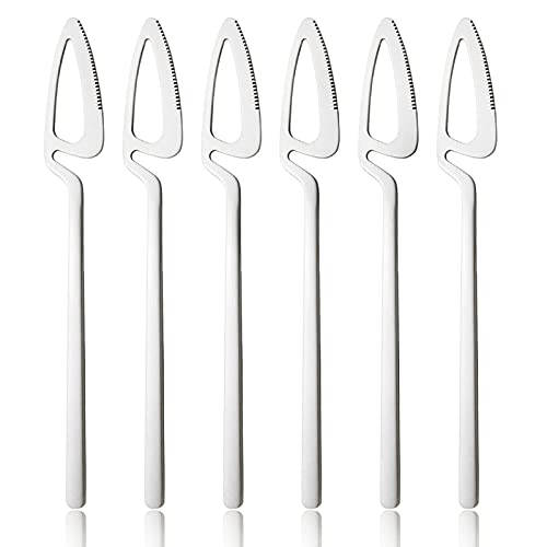 Snplowum 6Pcs Matte Silver Dinner Knife Flatware, 8.4-inch Hangable & 18/10 Stainless Steel Bread Jam Knife Steak Dessert Butter Knife