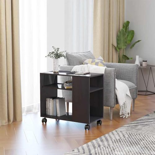 AJJHUUKI Muebles de exterior - Mesa auxiliar de madera de alto brillo, 70 x 35 x 55 cm, muebles de madera