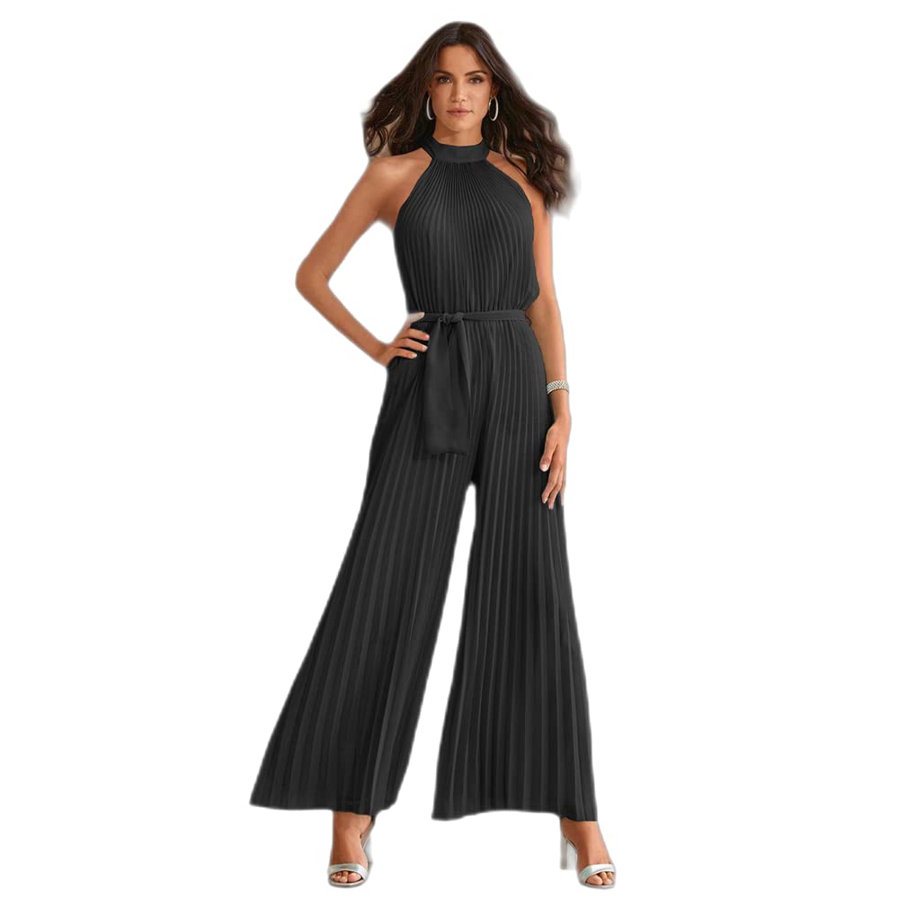 TMOYJPX Mono Mujer Elegante Fiesta Boda sin Tirantes, Mono Mujer Verano Largo Casual Pantalones Anchos Plisados