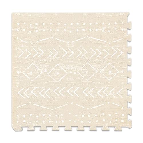 Image of Lillefolk Baby Play Mat for Floor – 4x6ft Beige | Soft Non Toxic Premium EVA Foam Tiles for Tummy Time, Crawling & Playroom – Waterproof Interlocking Floor Mat for Babies & Toddlers (6 Tiles)