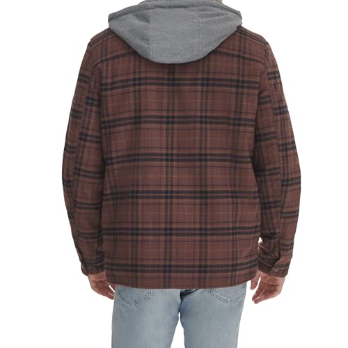 Image of Levi's mens Plaid Sherpa Lined Hooded Shirt Jacket (Regular & Big & Tall Sizes)