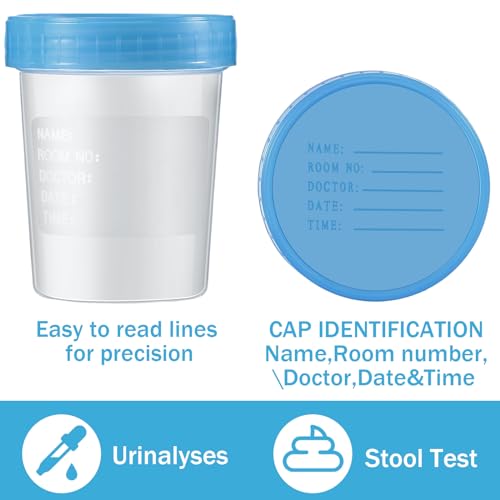Image of Geiserailie 200 Pcs Urine Cups 4oz Disposable Specimen Container,Blue