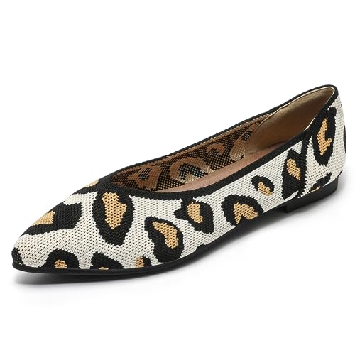 Image of Semwiss Women's Ballet Flats Comfortable Work Dressy Pointed Toe Shoes | Office-ready Comfort: Breathable Knit, Soft Memory Foam, Slip-on Lightweight, Foldable Flats for Business Casual & Formal