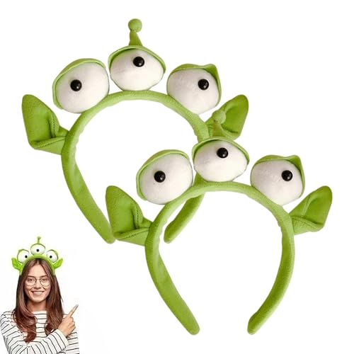 YqsIbth Diadema de tres ojos, 2 diademas de alienígena, diadema espacial para Halloween, carnaval, disfraces, cosplay, accesorio (verde)