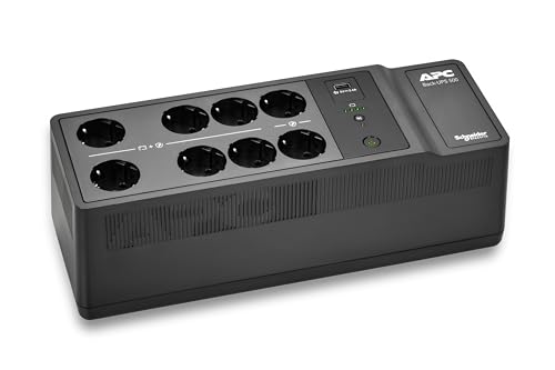 APC UPS BE500G2 GR   Batería de Emergencia (500 VA SAI) con AVR, 8 enchufes Schuko CEE 7/3, (1) Puerto de Carga USB, alimentación ininterrumpida Back UPS