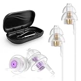 Quietide 耳栓 ライブ用耳栓 イヤープロテクター 聴覚障害予防 コンサートやフェス、クラブなどで大音量の音楽を楽しむ方向け 水洗い可能 繰り返し使用可能 携帯ケース付き 日本語説明書付 (gold and purple, S/M)