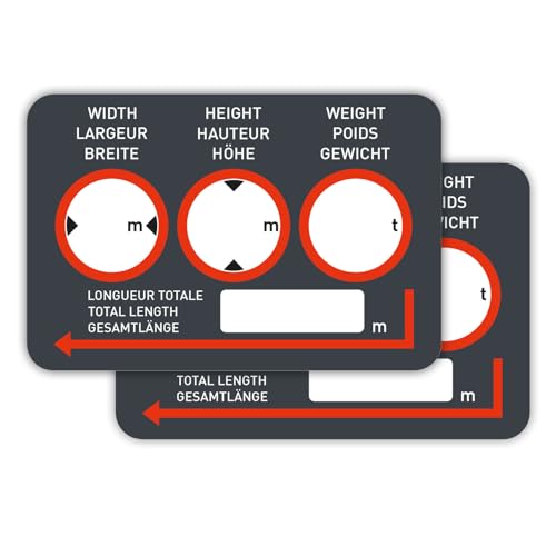 iSecur Dimensions du véhicule 2 x – Hauteur Longueur Largeur – Hauteur du véhicule Remarque caravane, camping-car, transporteur – Multilingue, autocollant...