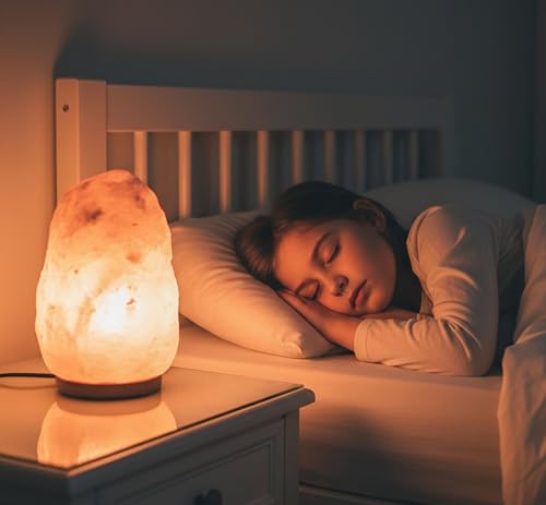 Image of Spantik 7 Inch Himalayan Salt Lamp with Dimmer Cord - Night Light Natural Crystal Rock Classic Wood Base Authentic from Pakistan (Pack of 2)