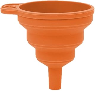 PRBSOQ Small Funnel, Collapsible Funnels for Filling Bottles, Silicone Funnel for Kitchen, Water Bottle, 1-Pack, Orange