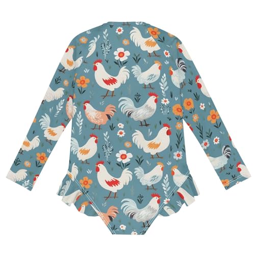 Image of Girls One Piece Swimsuits Long Sleeve Swimsuit Zipper Bathing Suits Swimwear