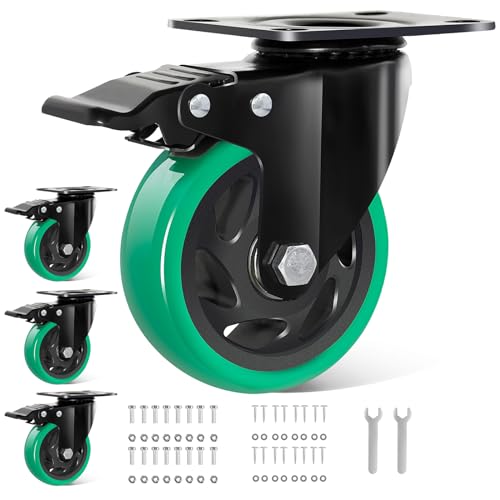 4 Inch Caster Wheels, Casters Set of 4 Heavy Duty, BZOLIHEU ...