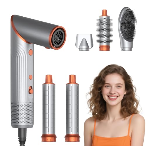 Image of 90 Degree Rotating Air Styler, 5 in 1 Hot Air Comb Set, Silver