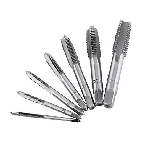 Macho de roscar de 7 piezas, M3, M4, M5, M6, M8, M10, M12, juego de roscas de rosca de rosca y herramienta de matriz de acero, roscado de tubería para madera, plástico, aluminio u otros