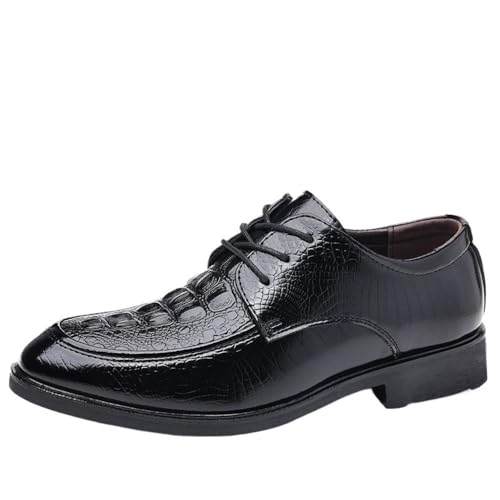 Men's Lace up Oxford Dress Shoes Crocodile Pattern Genuine Leather Formal Business Casual Comfortable Slip Resistant Wedding Office Wear