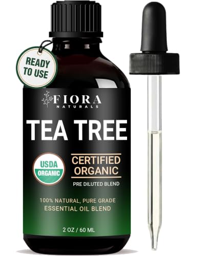 Image of Fiora Naturals Tea Tree Oil for Skin with Jojoba Oil, Pre Diluted for Face, Nails, Cuticles & Scalp, 2 Fl Oz Dropper Bottle
