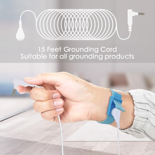 Image of Grounding Wrist Strap, Grounding Wristband Wrist Straps Grounding Wires Grounding Bracelet with 15 Feet Grounding Cord Fits Most Earthing Grounding Products for Sleep Energy Healthy (2)