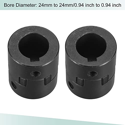 sourcing map Acoplamiento Flexible de Eje de 24mm a 24mm, Acoplador 52mm Longitud 44mm Diámetro, Conector de 45# Acero, Accesorios para Motor - imagen 3