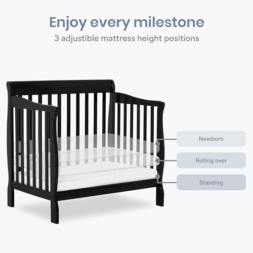 Image of Dream On Me 4 in 1 Aden Convertible Mini Crib, Black