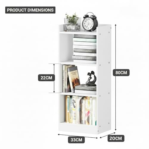 Image of Amazon Brand - Solimo Vault Bookshelf 3- Layer Bookcase, Vintage Corner Bookshelf, Bookcase, 3 Tier Corner Shelf Storage Rack for Living Room Home Office,White, (80x33x20 cm) - DIY