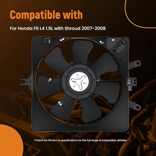 Image of maXpeedingrods A /C Condenser Fan Assy w /Shroud for Honda Fit 2007-2008 1.5L, 38616PWAJ01 HO3120100 38615RMEA01