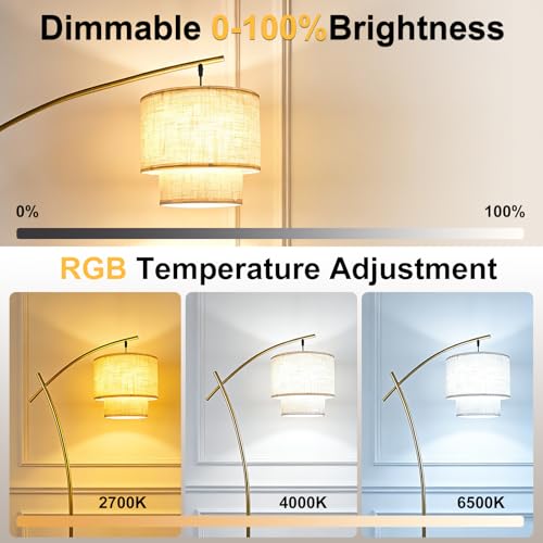 Image of Lightdot RGBCW Arc Floor Lamp for Living Room, Modern Standing Lamp Remote