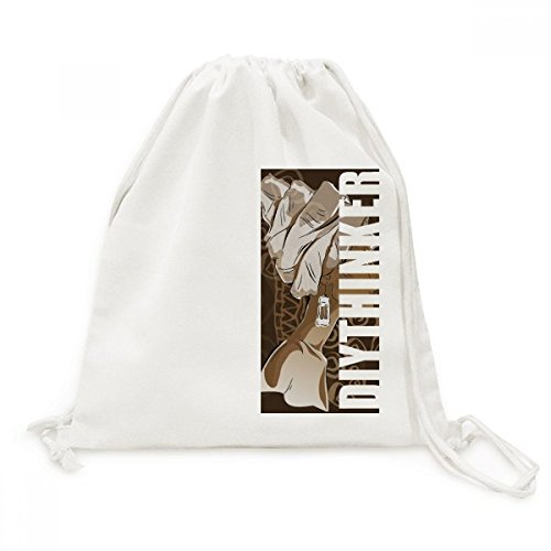 Sac cordon toile Femme Africaine Drawstring Backpack artistique pour voyage et sport