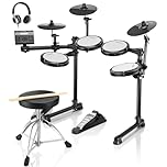 Donner DED-200 Lite Electronic Drum Kit for Beginners with Over 450 Sounds, USB MIDI, Silent Mesh Ear Pads, Thrones, Headphones, Sticks and 40 Lessons