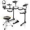 Electric Drums, Donner DED-200 LITE Electronic Drum Kit for Beginner with 450+ Sounds, USB MIDI, Quiet Mesh Pads, Throne, Headphones, Sticks and 40 Melodics Lessons