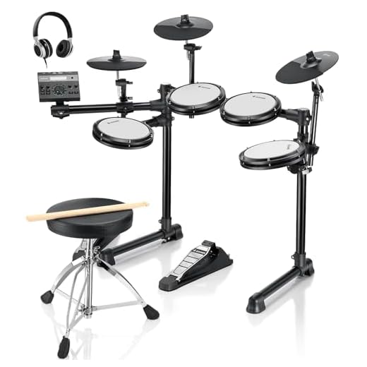 Electric Drums, Donner DED-200 LITE Electronic Drum Kit for Beginner with 450+ Sounds, USB MIDI, Quiet Mesh Pads, Throne, Headphones, Sticks and 40 Melodics Lessons