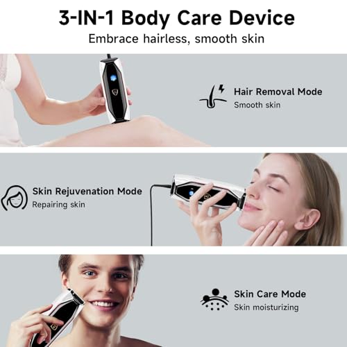 Image of JOVS Laser Hair Removal, 37F Painless Hair Removal Device with Sapphire Ice-Cooling, 3 in 1 Hair Removal & Skin Rejuvenation for Women and Men, 8 Modes Skin Care for Whole Body, Touch Screen, White