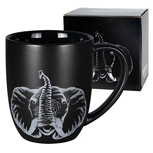 ToCooTo-Elephant-Ceramic-Coffee-Mug-14oz-Novelty-Tea-Mug-Elephant-Lover-Mug-Personalized-Christmas-Housewarming-Holiday-Birthday-Gifts-for-Men-Women-Mom-Dad-Kids-Teacher-and-Best-Friend-Black