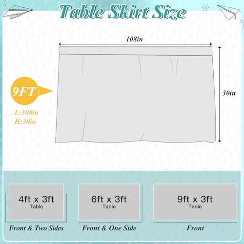 Image of 9FT Irregular Polka Dots Table Skirt Teacher Desk Skirt for Black and White Classroom Decor Rectangle Back to School Table Cloth Birthday Party Supplies for Kindergarten Office Dorm Bookcase Cabinet