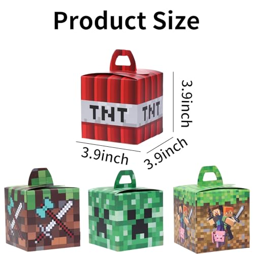 Image of 24 Pcs Cute Treat Boxes, Festival Celebrations Small Gift Boxes, Game Themed Dessert Boxes, Pixel Party Supplies for Birthday